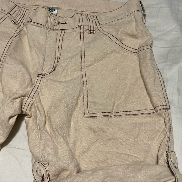 Prana ivory rollup cargo long hiking cotton linen shorts S - Picture 4 of 8